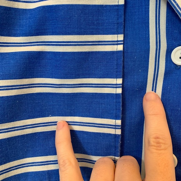 Vintage blue and white stripe button down 80s preppy nautical - Picture 8 of 9
